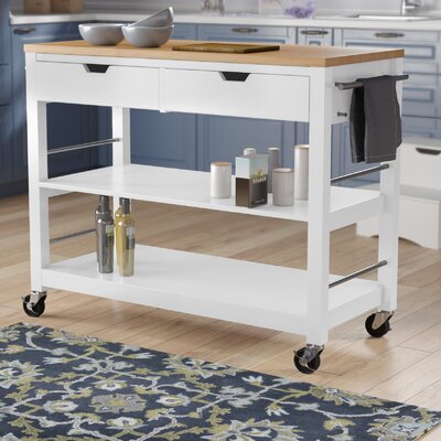 Jones Street White & Bamboo Kitchen Island w/Drawers by Darby Home Co