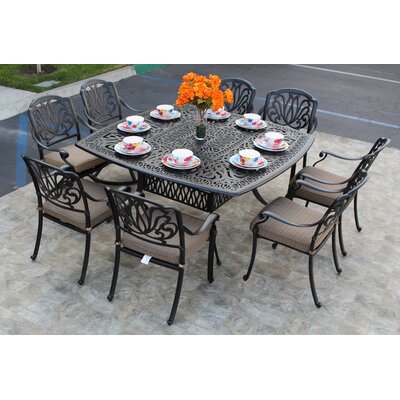 Allene Square 8 - Person 64" Long Dining Set with Cushions by Lark Manor