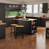 Large Kitchen Island with 2 Bar Stools, Power Outlet by Laurel Foundry Modern Farmhouse