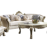 Dresden II Sofa with 7 Pillows in Pearl and Gold Patina by Direct Marketplace
