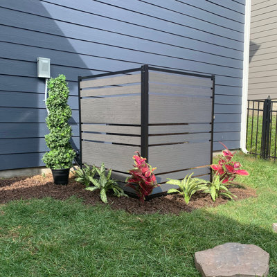 48in H x 40in W (2 Panels) No Dig Enclo Vienna Charcoal Color Woodtek Privacy Screen, Outdoor Vinyl Privacy Fence Panel, Privacy Wall for Trash Cans & by Enclo