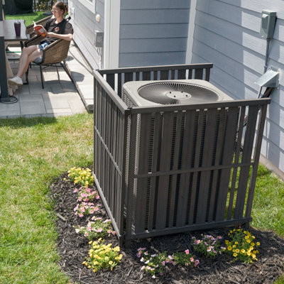 42in H x 41in W x 43in L (3 Panels) Freestanding Enclo Roanoke Charcoal Color Privacy Screen, Perfect Air Conditioner Fence, Vinyl Privacy Panels for by Enclo