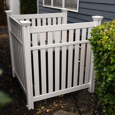 4ft H x 3.3ft W x 3.5ft L (3 Panels) No Dig Enclo Hartford White Vinyl Privacy Screen, Privacy Fence Panels for Outside, Great Air Conditioner Fence, by Enclo