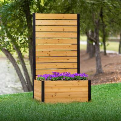 6ft H x 3.3ft W x 2.1ft L (1 Screen w/Planter) Freestanding Enclo Concord Cedar Wood Privacy Fence Screen with Planter Box, Outdoor Wood Privacy Scree by Enclo