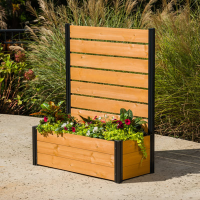 4Ft H X 3.4Ft W X 1.5Ft L (1 Screen W/ Planter) Freestanding Enclo Concord Cedar Wood Privacy Fence Screen With Planter Box, Outdoor Wood Privacy Scre by Enclo