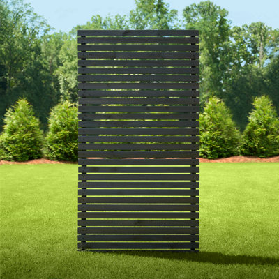 6Ft H X 3.1Ft W (1 Panel) No Dig Enclo Aspen Charcoal Wood Privacy Screen, Decorative Patio Privacy Screen, Great To Hide Trash Cans, Outdoor Privacy by Enclo