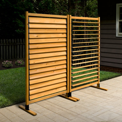 6.1ft H X 3.1ft W (1 Panel) Freestanding Or Surface Mounted Enclo Solara Dynamic Louvered Privacy Screen, Wood Privacy Fence Screen, Outdoor Or Indoor by Enclo