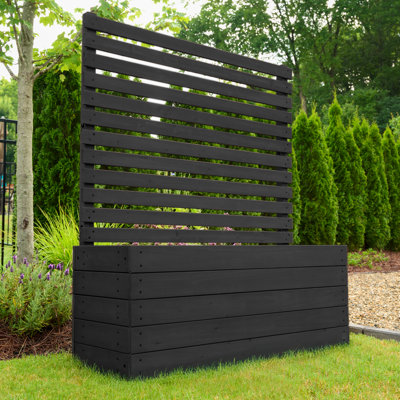 4 Ft H X 3.5 Ft W X 1.2 Ft L Enclo Wood Privacy Screen With Planter Box, Raised Garden Bed With Trellis For Climbing Plants Outdoor, Privacy Planter F by Enclo