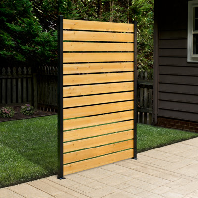 6ft H X 4ft W Surface Mount Slatted Wood Privacy Screen, Outdoor Privacy Wall, Fence Panels For Outside Patio Balcony Or Deck, Wood Fence Panel, Decor by Enclo