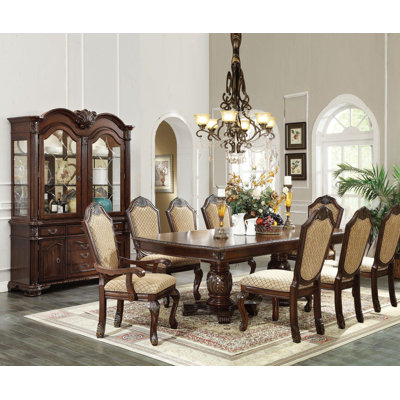 9-ps Formal Dining Table Set Kitchen Furniture Set Include 1 Extendable Dining Table, 6 Side Chairs And 2 Arm Chairs, Set For 8 Persons by DAE