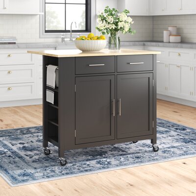 Allura 42" Kitchen Island with Locking Wheels by Three Posts