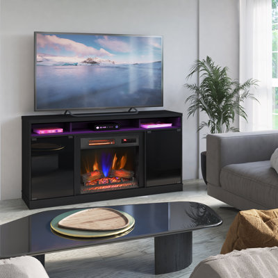 duraflameElectric Fireplace TV Stand with Modern LED Accent Lighting and Remote, Black by Duraflame Electric