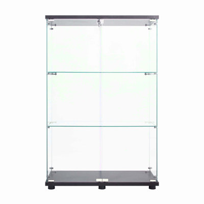 Display Stand,Glass Cabinet 3 Shelves with Door,Floor Standing Bookshelf by Delight Glass