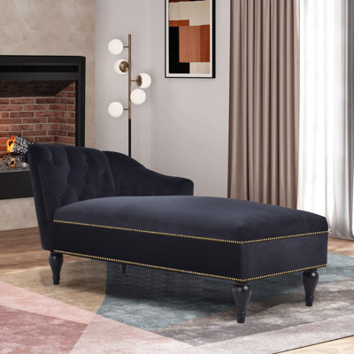 Jarielle 26.5" Wide Left-Arm Velvet Upholstered Tufted Chaise Lounge Chair by House of Hampton