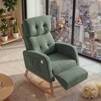 Modern Chenille Glider Recliner Chair with Ottoman, Manual Rocking Lounge Chair with Adjustable Headrest & Push-Button Footrest