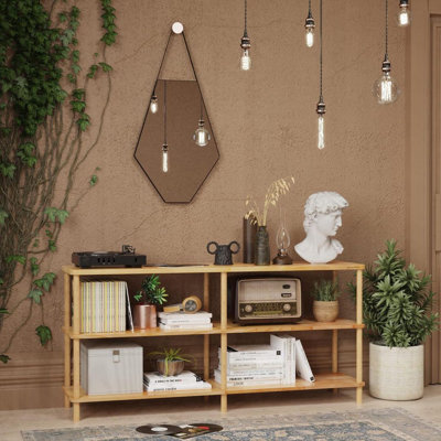Queens Minimalist Short Etagere Bookcase with 3 Shelves