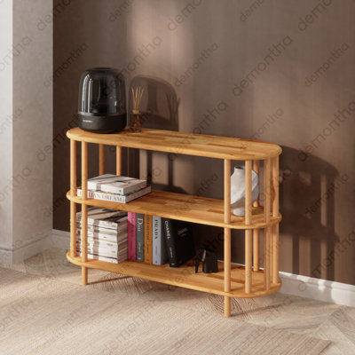 Kyoto Low Bookcase – Long Wooden Bookshelf by Demontha