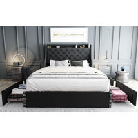 Bed Frame With 4 Storage Drawers And Headboard