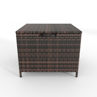 80 Gallon Large Deck Box Waterproof PE Rattan Outdoor Storage Box With Handles And Wheels by Homhougo
