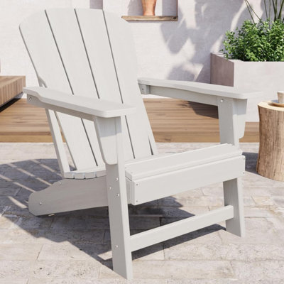 Modern HDPE Plastic Adirondack Chair - Oversize 380LB Poly Lumber Weather Resistant Firepit Chair - Outdoor Patio Chairs With Wooden Textured For Gard by Homhougo