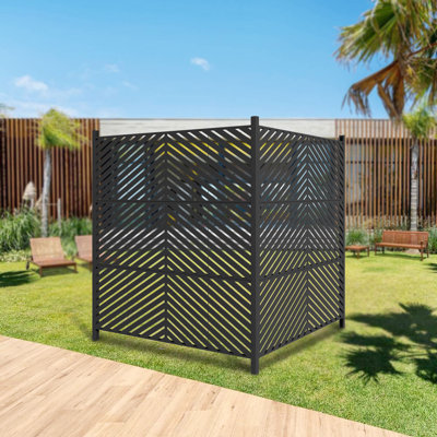 47"x 47" Black Outdoor Privacy Screen Fence Panels by Dovelina