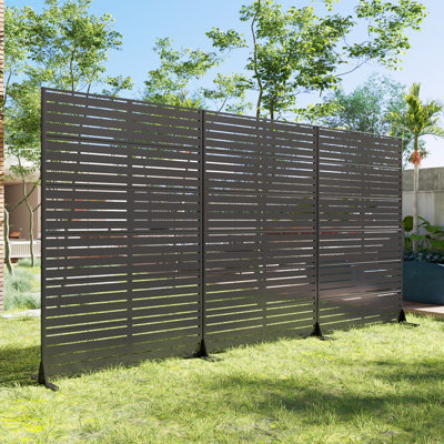 72"H×47"W×16"D Outdoor Metal Privacy Screen Garden Trellis Lattice Panel Fence Panel by Wooakway