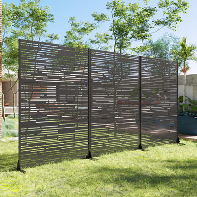 72"H×47"W×16"D Outdoor Metal Privacy Screen Garden Trellis Lattice Panel Fence Panel by Wooakway