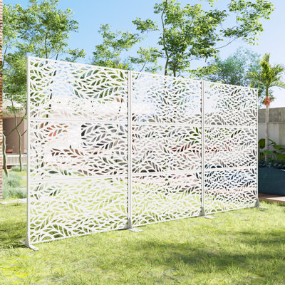72"H×47"W×16"D Outdoor Metal Privacy Screen Garden Trellis Lattice Panel Fence Panel by Wooakway