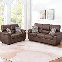 2 - Piece Living Room Set with Plush Seating, Solid Wood Frame & Accent Pillows by Latitude Run