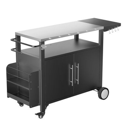 Meret Outdoor Grill Cart With Storage,Patio Kitchen Island With Wheels/Hooks And Spice Rack,Waterproof Outdoor Grill Table,Movable BBQ Serving Cart Ro by Hokku Designs