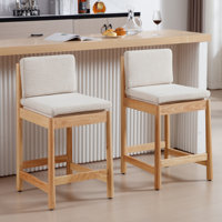 Alresford Wood 26 Inch Counter Height Bar Stools Farmhouse Barstoos Modern Upholstered Stools With Wood Legs Bar Charis For Kitchen Island/Pub, Set O by Ebern Designs