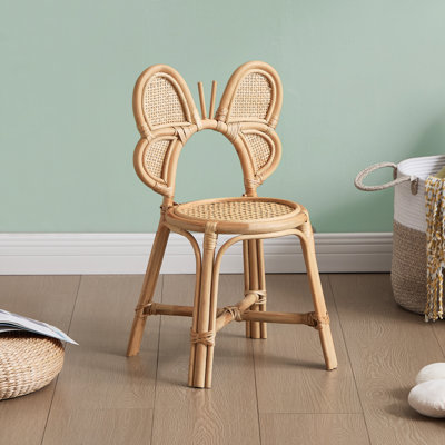 Cleto Rattan Kids Chair With Butterfly Back, Novelty Chair For Playroom/Kids Room/Bedroom by Bay Isle Home