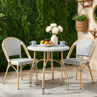 French Wicker Bistro Chair Outdoor Dining Side Chair Rattan Accent Stackable Patio Chairs by Bay Isle Home