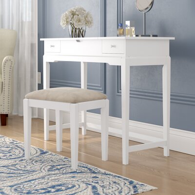 Andalusia Solid Wood Vanity Set with Stool and Mirror by Darby Home Co