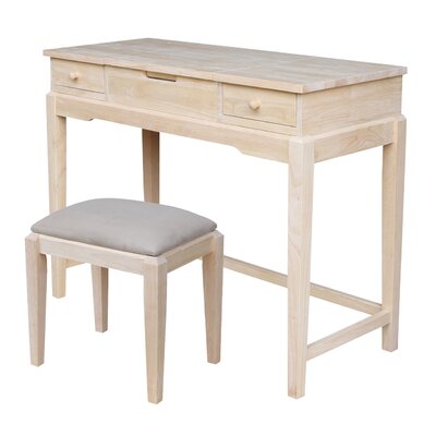 Andalusia Solid Wood Vanity Set with Stool and Mirror by Darby Home Co