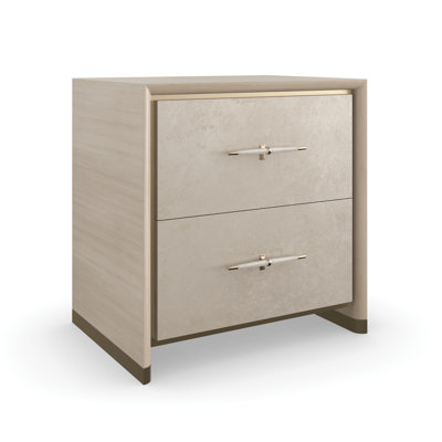 Hang Up 26" Wide 2 - Drawer Nightstand in Dry Martini/Winter Frost/Brushed Gold by Caracole
