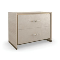 Hang Up 34" Wide 2 - Drawer Nightstand in Dry Martini/Winter Frost/Brushed Gold by Caracole