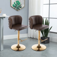 Marlone Swivel Adjustable Height Bar Stool, 2 Pcs