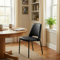 PU Leather Dining Chair, Upholstered Armless Side Chair with Padded Seat & Metal Frame for Kitchen, Living Room, Office, Vanity by George Oliver