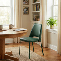 PU Leather Dining Chair, Upholstered Armless Side Chair with Padded Seat & Metal Frame for Kitchen, Living Room, Office, Vanity by George Oliver