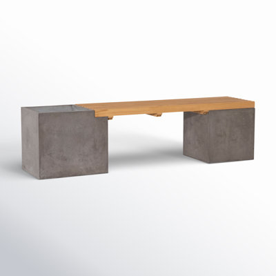 Airmont 67" Indoor-Outdoor Concrete and Teak Planter Bench by Joss & Main