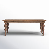Aviles Rectangular Reclaimed Mindi Wood Carved 4-Leg Dining Table by Laurel Foundry Modern Farmhouse