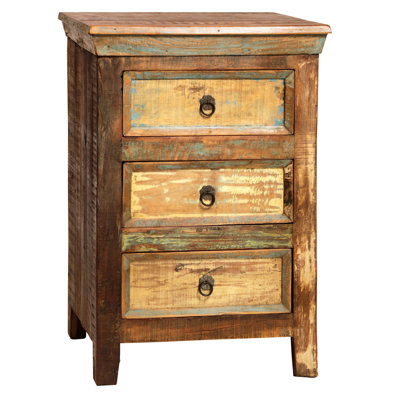 Annagrace Distressed Painted Reclaimed Hardwood 3-Drawer Storage Night Stand by Longshore Tides