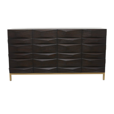 Salamina Wooden 1 Shelf and 4 Doors Geometric Brown Cabinet by Everly Quinn