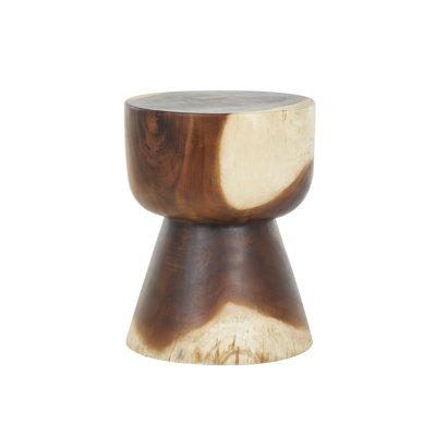 Chenaye Wood Handmade Hourglass Side End Brown Accent Table with Natural Wood Grain by Millwood Pines