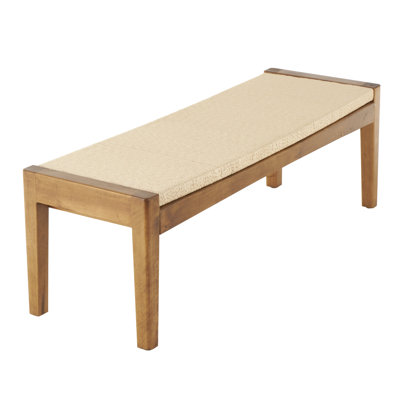 Yank Wood Handmade Traditional Brown Bench with Rope Wrapped Seat by Hokku Designs