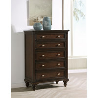Guanciale 5-Drawer Chest Of Drawers Dark Oak by Charlton Home