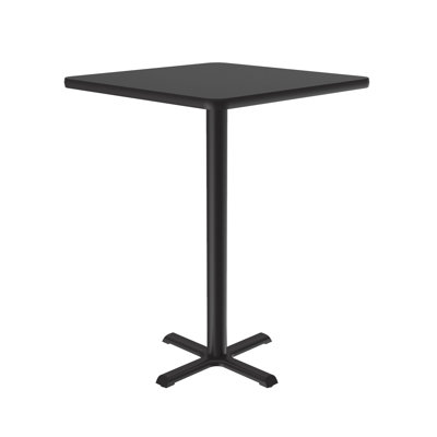 Correll 24 Square, 42 High Caf Bistro & Break Room Table, Standing, Barstool Height, Black Granite Thermal Laminate Top, Black Cast Iron Base, Level by Correll, Inc.