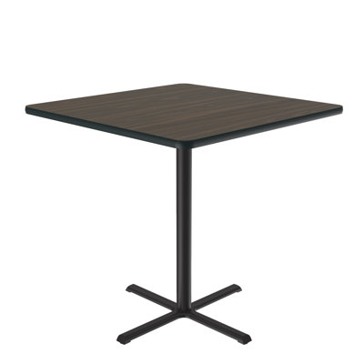 Correll 36 Square, 42 High Caf Bistro & Break Room Table, Standing, Barstool Height, Walnut Thermal Fused Laminate Top, Cast Iron Base, Leveling Gli by Correll, Inc.