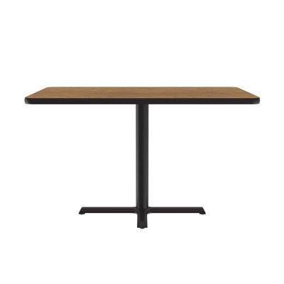 Correll 30x42 Caf Bistro Bar Table, Rectangular, Medium Oak Thermal Fused Laminate Top, Black Cast Iron Base, Leveling Glides by Correll, Inc.
